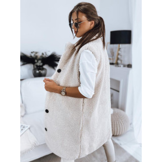 Hosszú, meleg bézs színű mellény télre