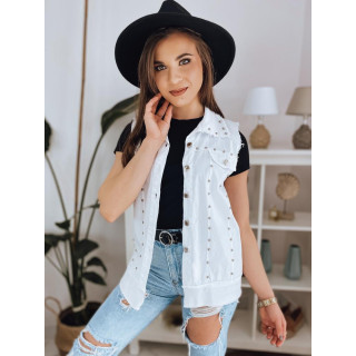 Fehér női mellény, ezüst gyöngyökkel