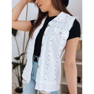 Fehér női mellény, ezüst gyöngyökkel