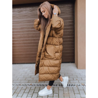 Téli női oversize kabát, barna színben, varrással