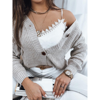 Gombos, világosbézs női pulóver