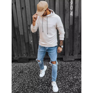 Férfi, bézs színű, kapucnis pulóver