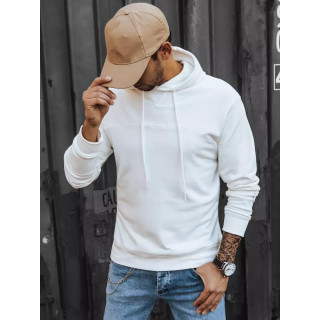 Férfi, fehér színű, kapucnis pulóver