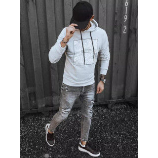 Szürke férfi pulóver, nyomtatott mintával