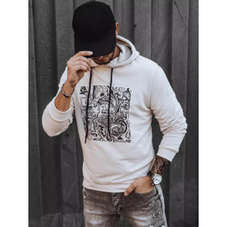 Ecru férfi pulóver, nyomtatott mintával