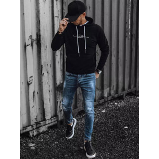 Fekete, feliratos férfi pulóver