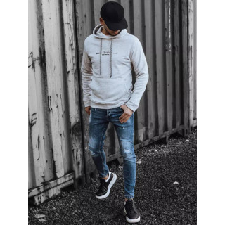 Szürke, feliratos férfi pulóver