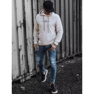 Bézs, feliratos férfi pulóver