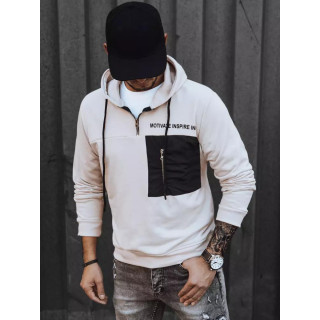 Bézs férfi pulóver, mellkas zsebbel