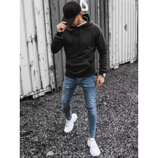 Fekete pulóver, kapucnival