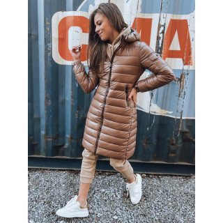 Hosszú steppelt kabát, barna színben