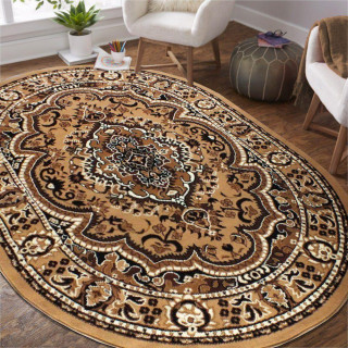 Ovális szőnyeg, barna mintával