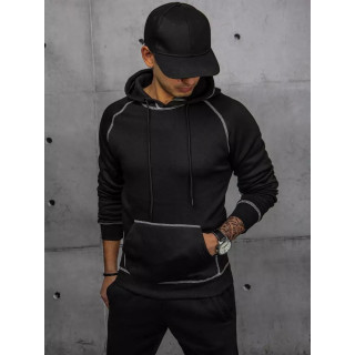 Fekete, kapucnis férfi pulóver