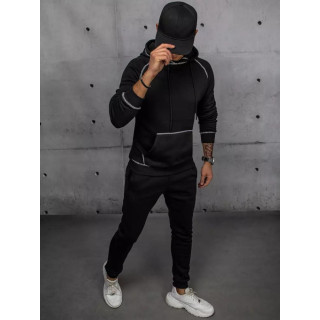 Fekete, kapucnis férfi pulóver