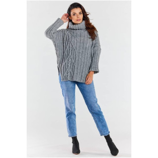 Női, szürke, garbós pulóver