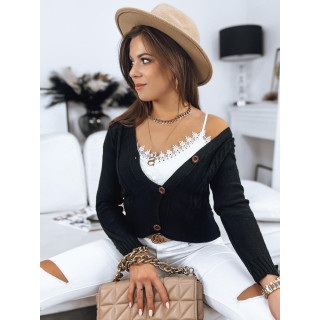 Gombos női pulóver, fekete színben