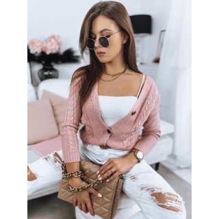 Gombos női pulóver, rózsaszín színben