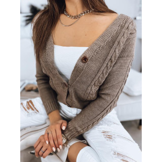 Gombos női pulóver, barna színben