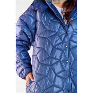 Kék, hosszú, steppelt kabát