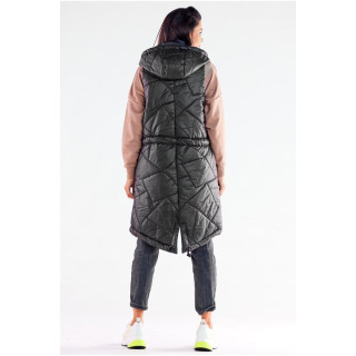 Fekete, hosszú steppelt mellény