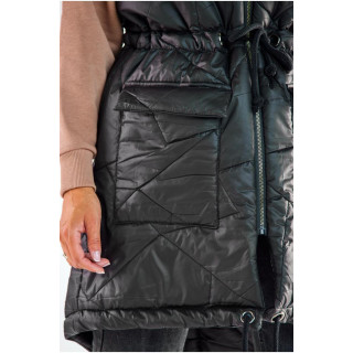 Fekete, hosszú steppelt mellény