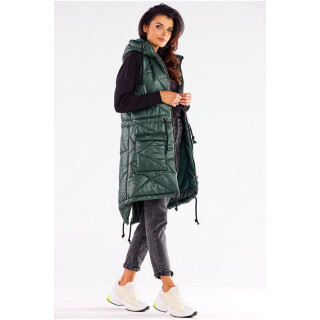 Zöld, hosszú steppelt mellény