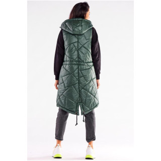 Zöld, hosszú steppelt mellény