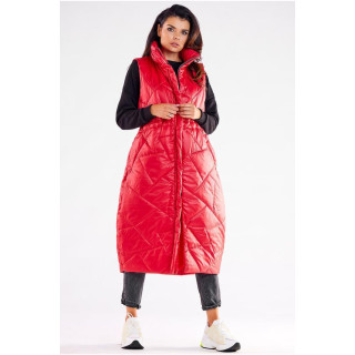 Piros, hosszú oversize mellény