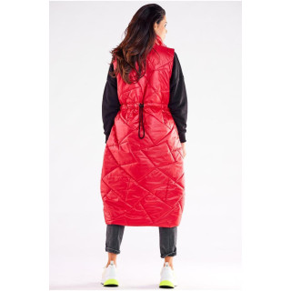 Piros, hosszú oversize mellény