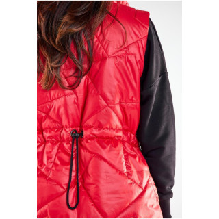 Piros, hosszú oversize mellény