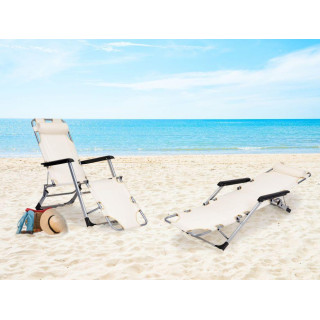 Összecsukható kerti nyugágy, bézs színben