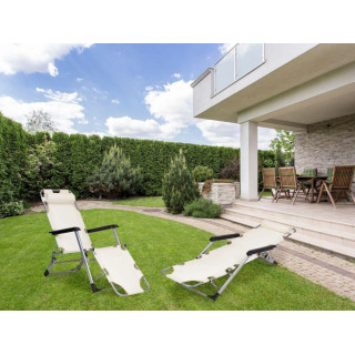 Összecsukható kerti nyugágy, bézs színben
