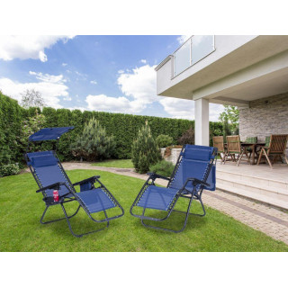 Kerti nyugágy, napellenzővel, kék színben