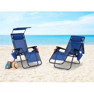 Kerti nyugágy, napellenzővel, kék színben