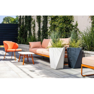 Nagy, fehér/szürke kerti virágcserép