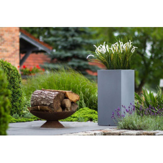 Magas, fehér/szürke virágcserép