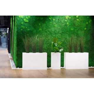 Magas, fehér/szürke virágcserép