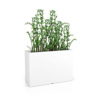 Hosszű, fehér/szürke kerti virágcserép