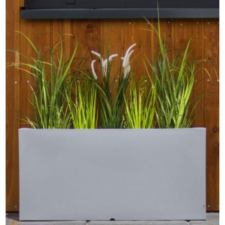 Fehér/szürke színű, téglalap alakú virágcserép