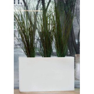 Fehér/szürke színű, téglalap alakú, kerti virágcserép