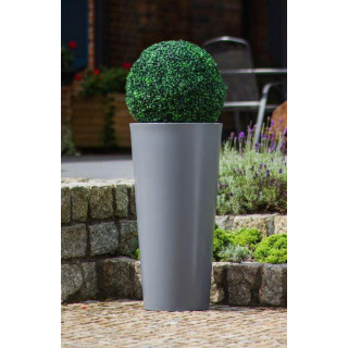 Magas, kerek virágcserép, fehér/szürke színben