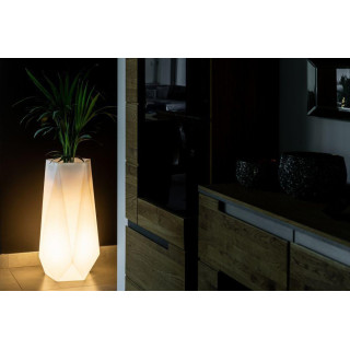 Fehér, kerti cserép, LED világítással