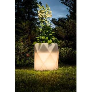 Masszív fehér virágcserép, LED világítással