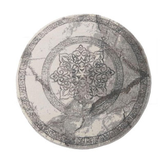 Kerek szőnyeg, szürke színben, díszítéssel