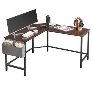 Irodai sarokasztal, barna színben, táskával