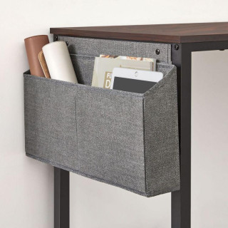 Irodai sarokasztal, barna színben, táskával