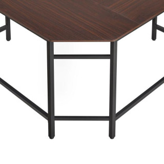 Irodai sarokasztal, barna színben, táskával