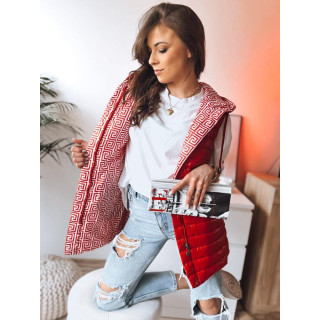 Kétoldalú, női mellény, piros színben