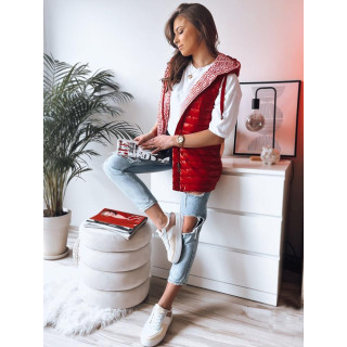 Kétoldalú, női mellény, piros színben