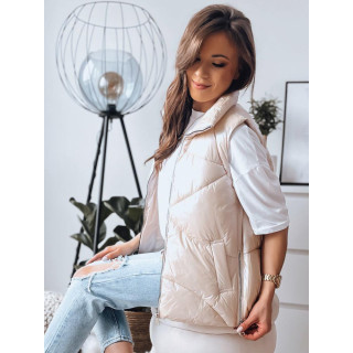 Fényes, bézs steppelt mellény